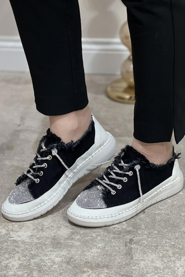 Majensia Önü Taşlı Ve Taş Bağlı Kot Sneaker Ayakkabı