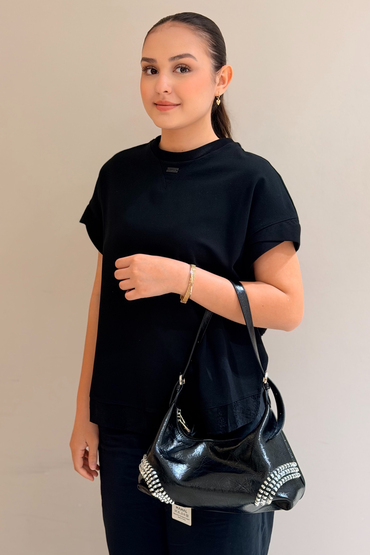 Mahal Bags Zımba Detaylı Kayık Model Çapraz Askılı Çanta