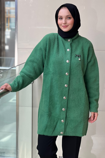 Nuss Önden Çıtçıtlı Basic Angora Hırka