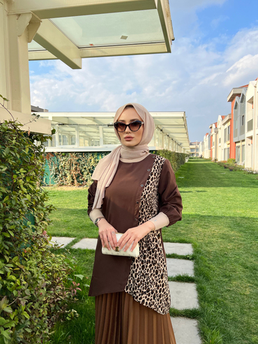 Niliwi 1003-23Y Çapraz Düğmeli Desenli CottonTunik