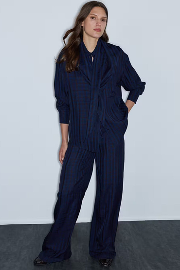 İpekyol Ekose Desen Wide Leg Pantolon