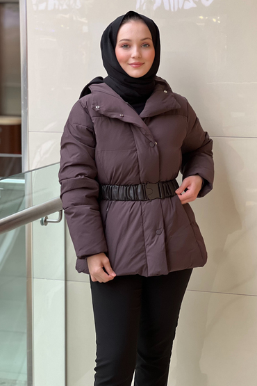 İpekyol Deri Görünümlü Elastik Kuşaklı Mont