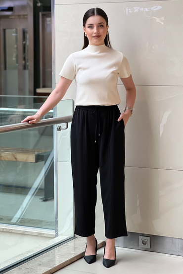 Sentez Elegance Beli Lastikli Dar Paça Pantolon