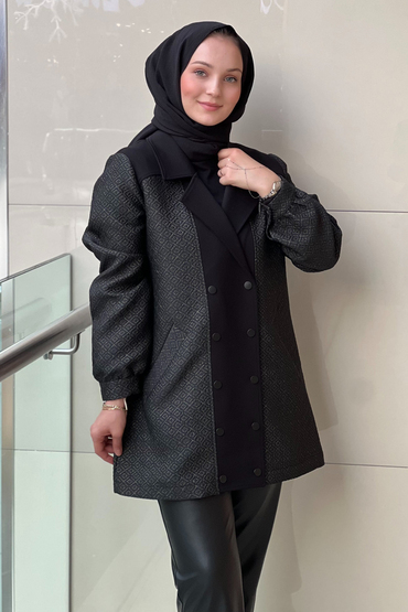 Nuss Önden Çift Sıra Çıtçıtlı Jakarlı Kap