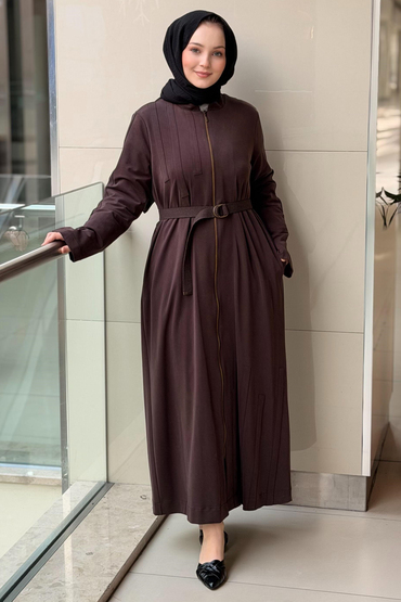 Nurcan Çetin Band Model Tam Boy Fermuarlı Ferace
