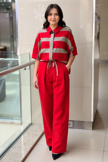 Twist Pileli Wide Leg Pantolon