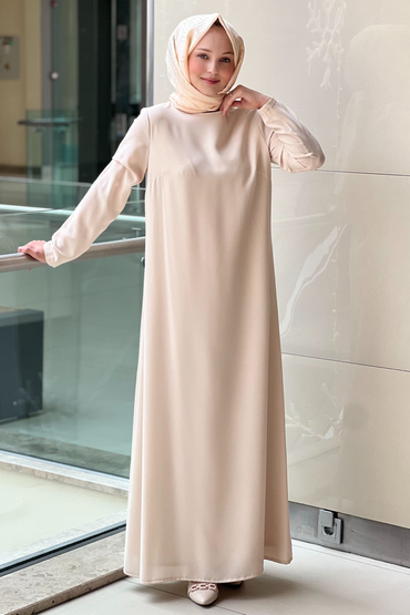 White Corner İthal Krep Uzun Kollu İçlik Elbise