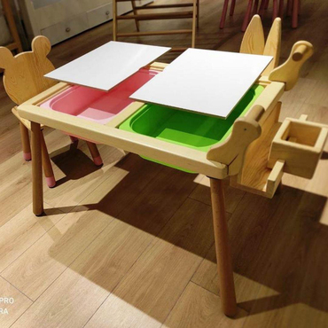 Çocuk Duyu Masası Takımı ( Rulolu - Kalemlikli )