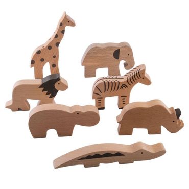 Ham Ahşap Vahşi Hayvan Seti