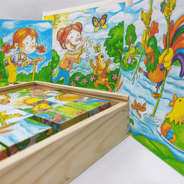 Mevsimler Ahşap Küp Puzzle