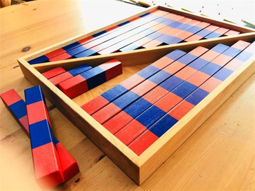 Montessori Kırmızı Mavi Çubuklar İkili Set