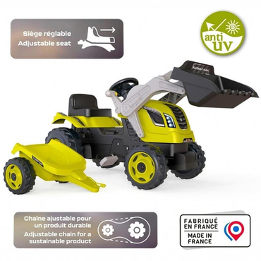 Smoby XL Römorklu Pedallı ve Kepçeli Traktör Yeşil