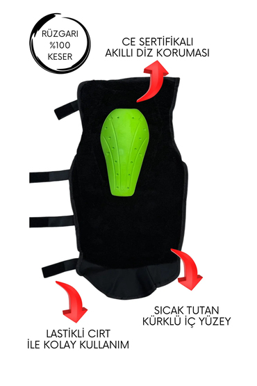 Sarp Wear Korumalı Kürklü Rüzgar Geçirmez Dizlik Siyah