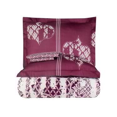 200X220 Alchera Saten Nevresim Takımı (50x70-4Ad)-Fuşya