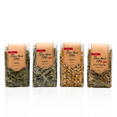 Doğal Bitki Çayı Seti – Melisa, Adaçayı, Papatya, Zeytin Yaprağı | 4'lü Set