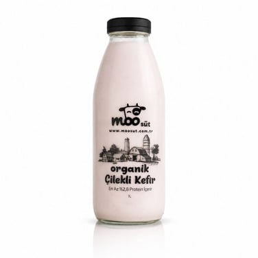 Organik Çilekli Kefir 1 Lt - Moo Süt