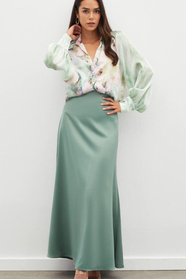 Women maxi skirt wholesale Matte Mint color