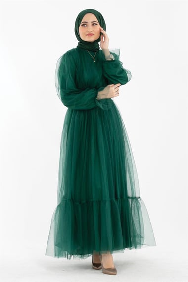 Princess Model Evening Dress-Emerald Green