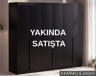 240 cm genişliğinde siyah altı kapaklı gardırop