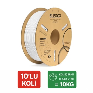10 Kg ELEGOO PLA+ Beyaz Filament 1.75mm 1kg