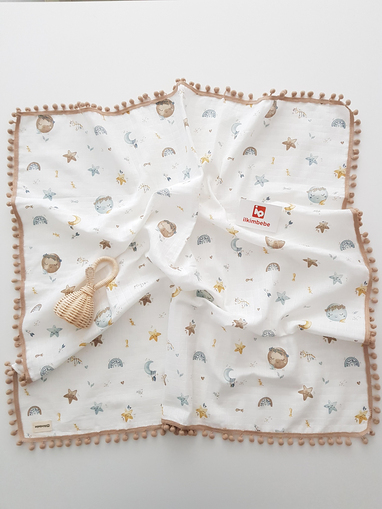 Dolunay Ponponlu Müslin Bebek Battaniyesi 85x90