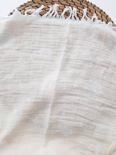 Gökkuşağı Püsküllü Müslin Bebek Battaniyesi 120x120