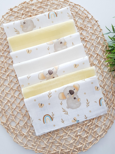 Koala 7li Müslin Bebek Ağız Silme Mendili