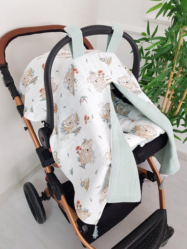 Koala Çift Taraflı Bebek Puset Örtüsü , Puset Minderi