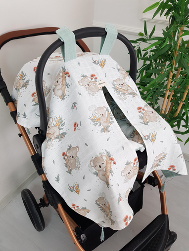 Koala Çift Taraflı Bebek Puset Örtüsü , Puset Minderi