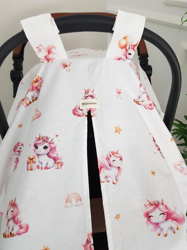 Unicorn Ponponlu Bebek Puset Örtüsü
