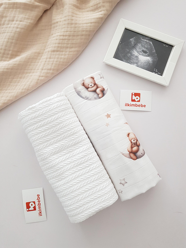 Uyuyan Ayı Müslin Pike 2li Bebek Battaniyesi