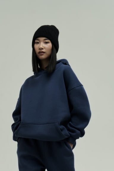 Lacivert Oversize Kapuşonlu Kadın sweatshirt