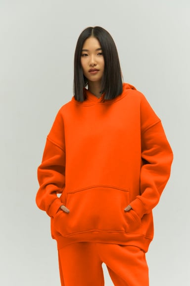 Turuncu Oversize Kapuşonlu Kadın sweatshirt