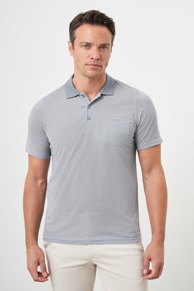 Morven Erkek Gri Trend Cepli Polo Yaka T-Shirt