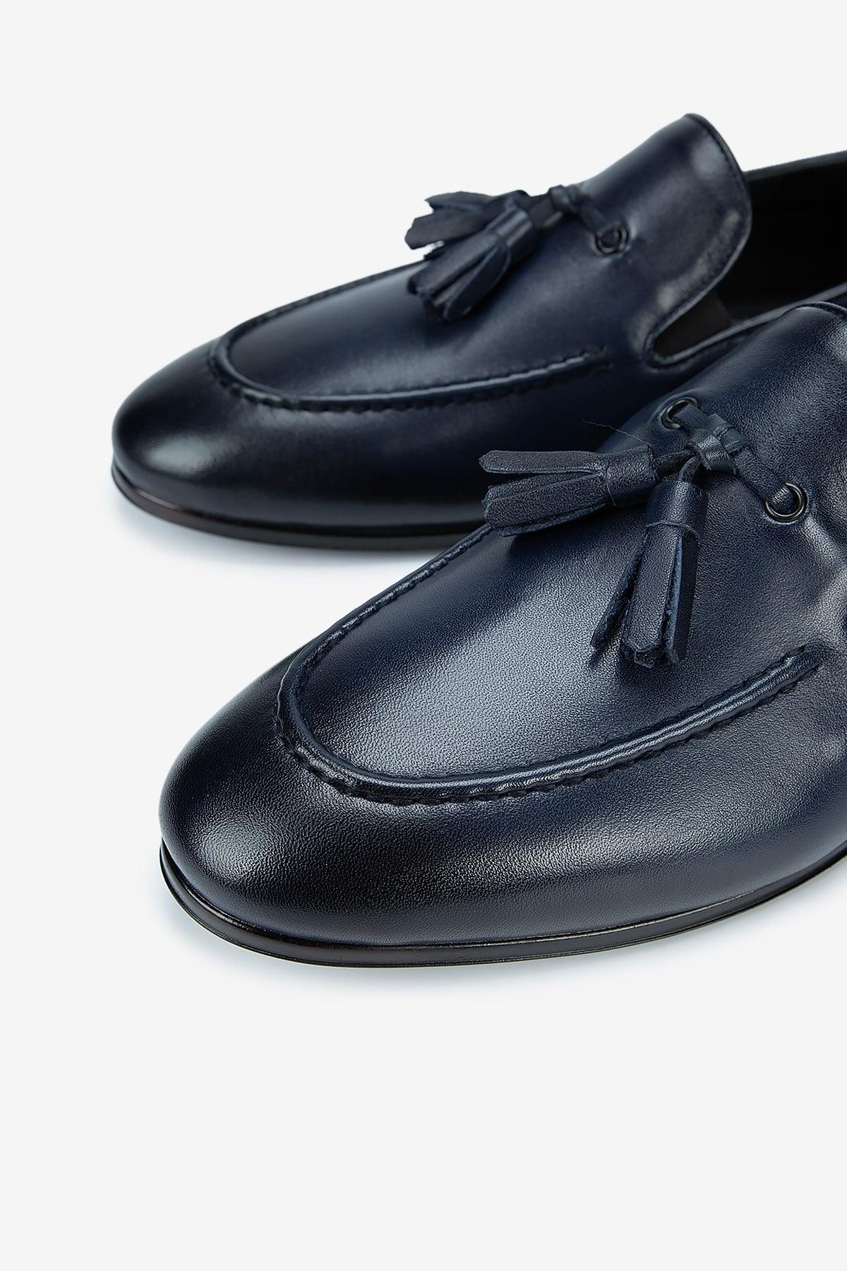 Erkek Deri Püsküllü Klasik Loafer — Lacivert · görsel 3