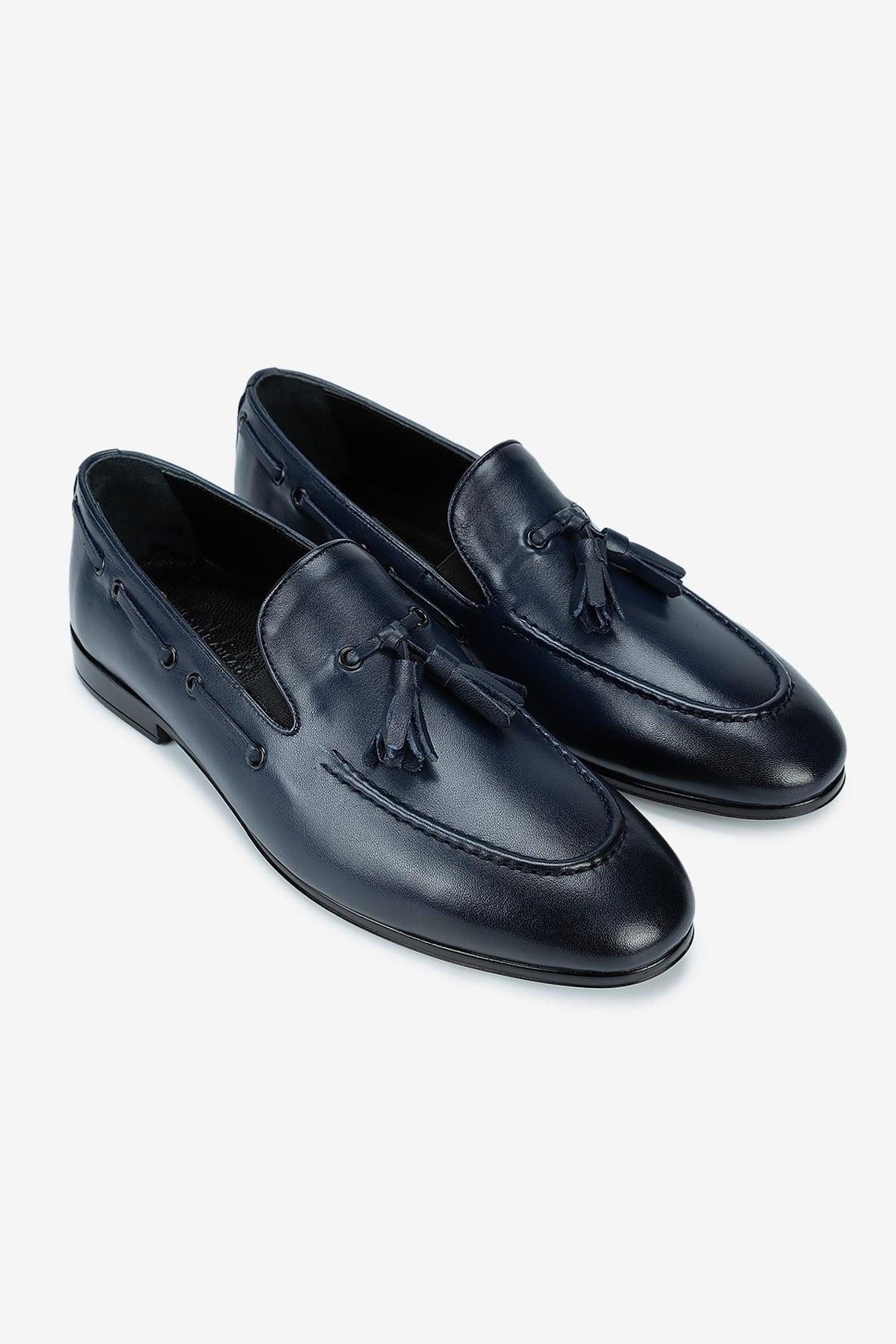 Erkek Deri Püsküllü Klasik Loafer — Lacivert · görsel 2