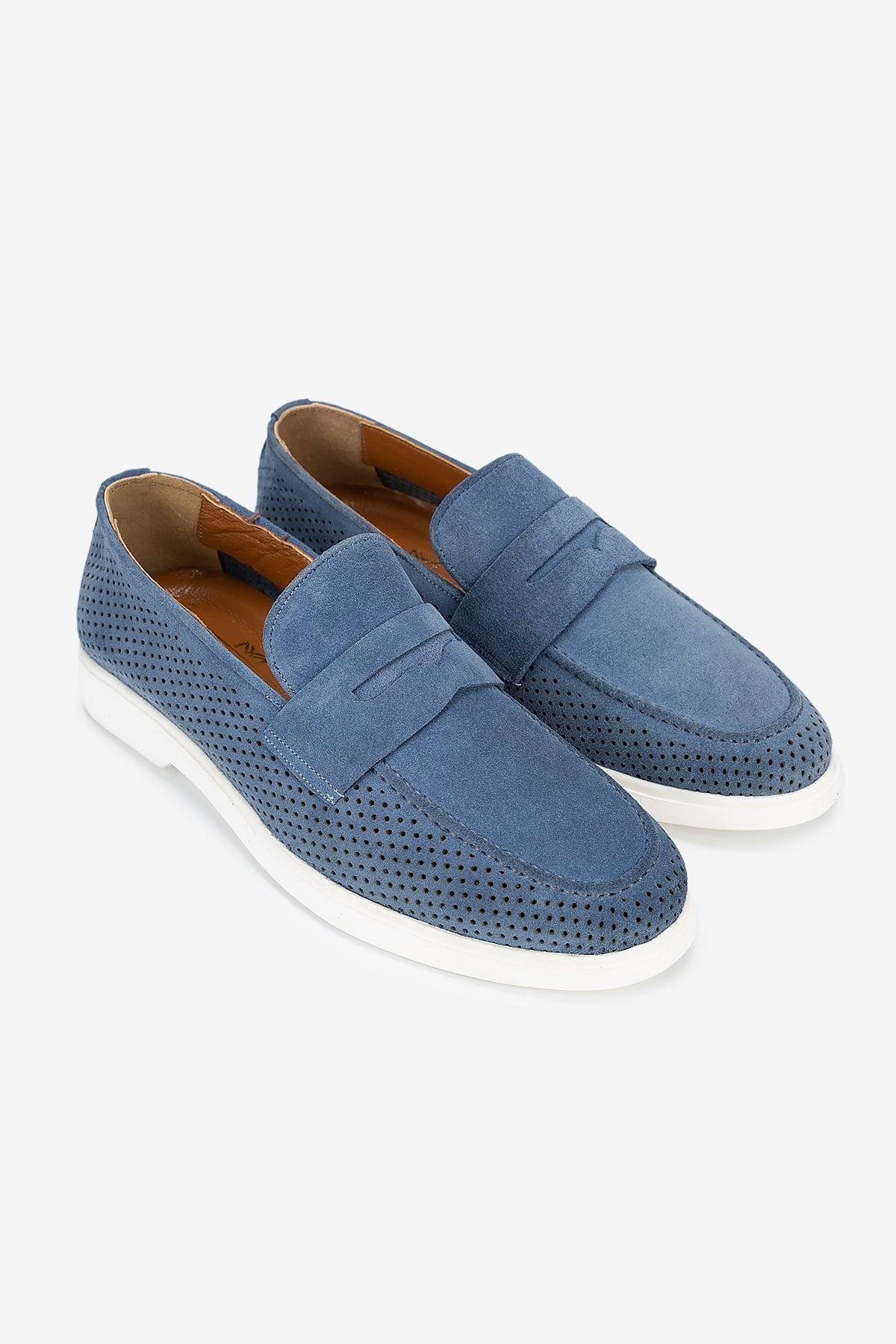 Erkek Süet Penny Günlük Loafer — Mavi · görsel 2