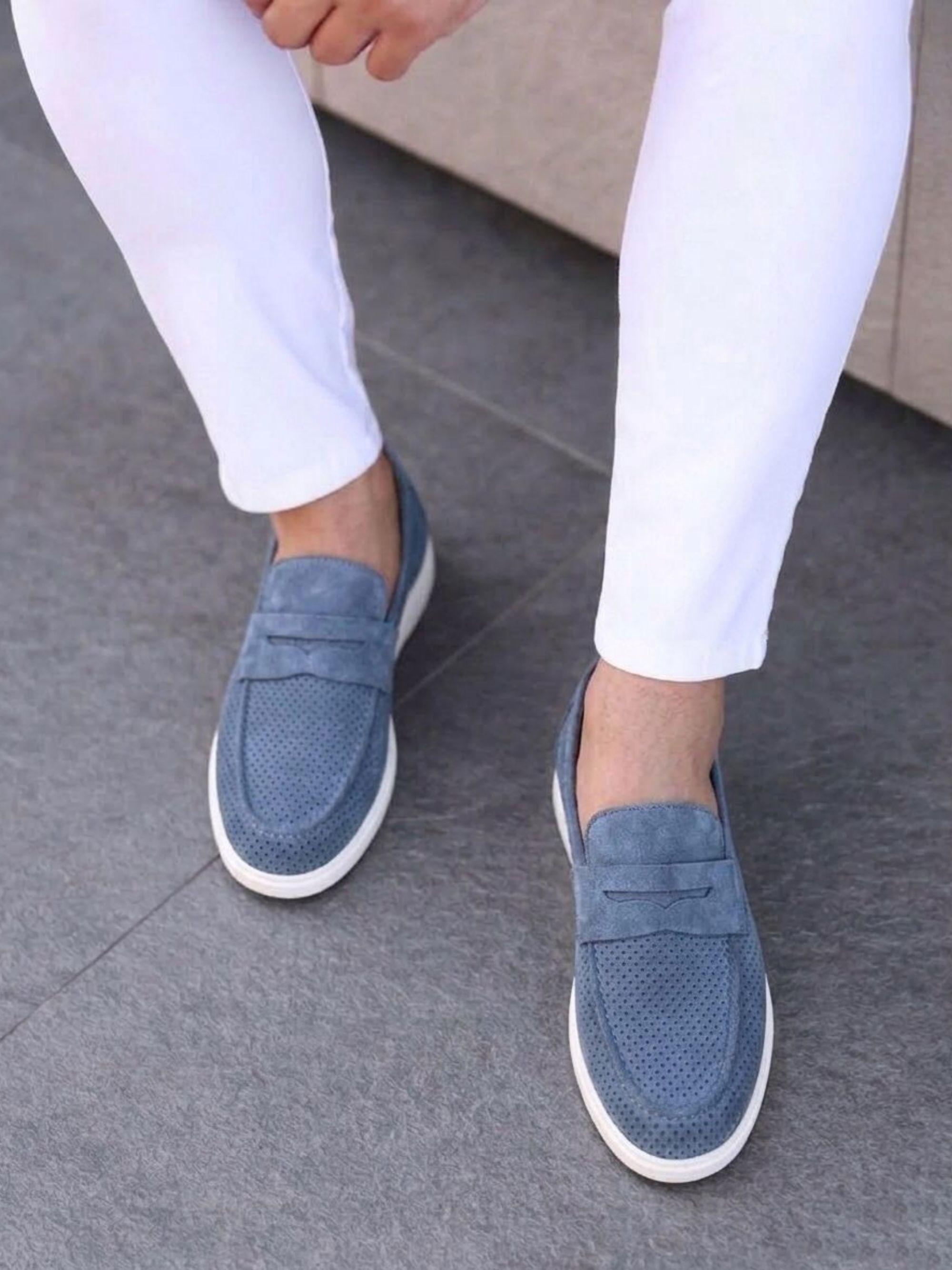 Erkek Süet Penny Günlük Loafer — Mavi · görsel 5