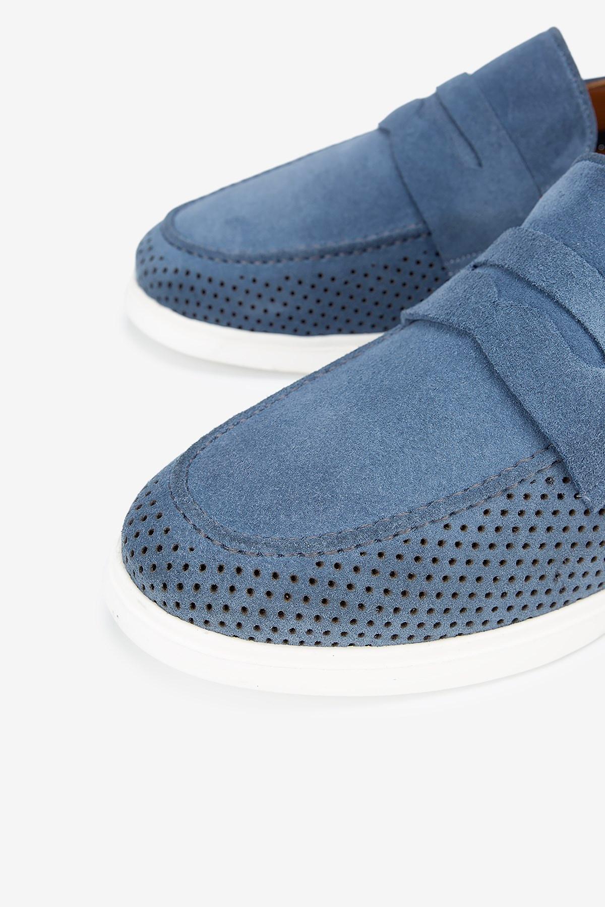 Erkek Süet Penny Günlük Loafer — Mavi · görsel 3