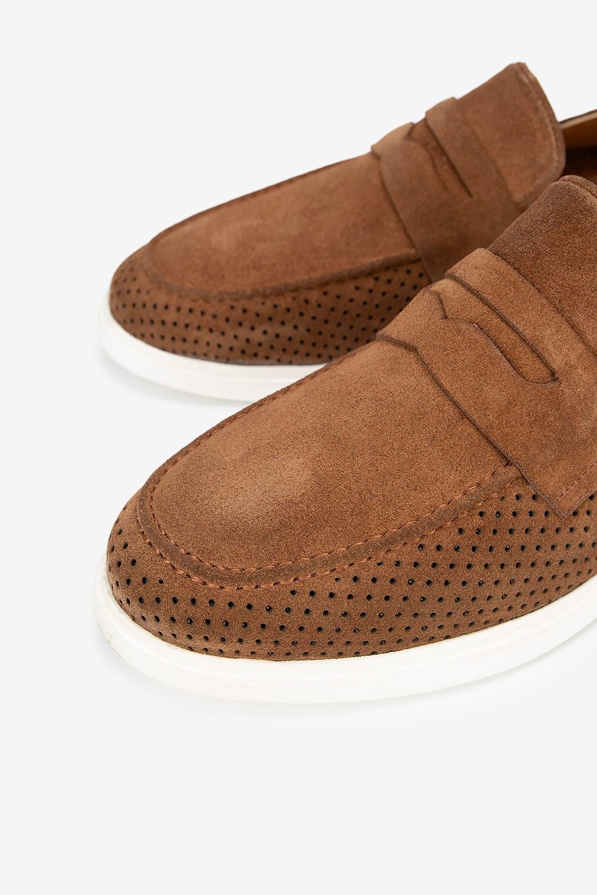 Erkek Süet Penny Günlük Loafer — Taba · görsel 3