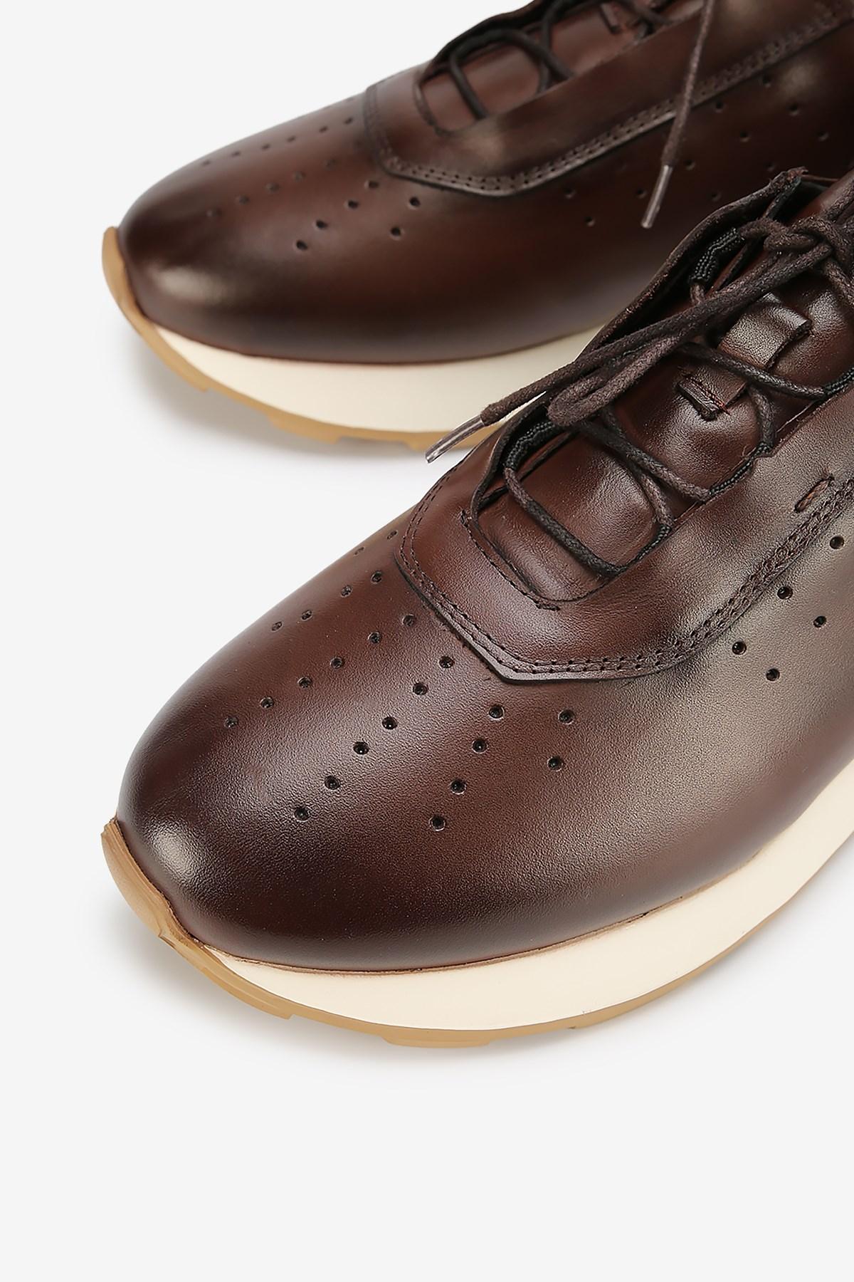 Erkek Deri Eva Tabanlı Retro Sneaker — Kahverengi · görsel 3