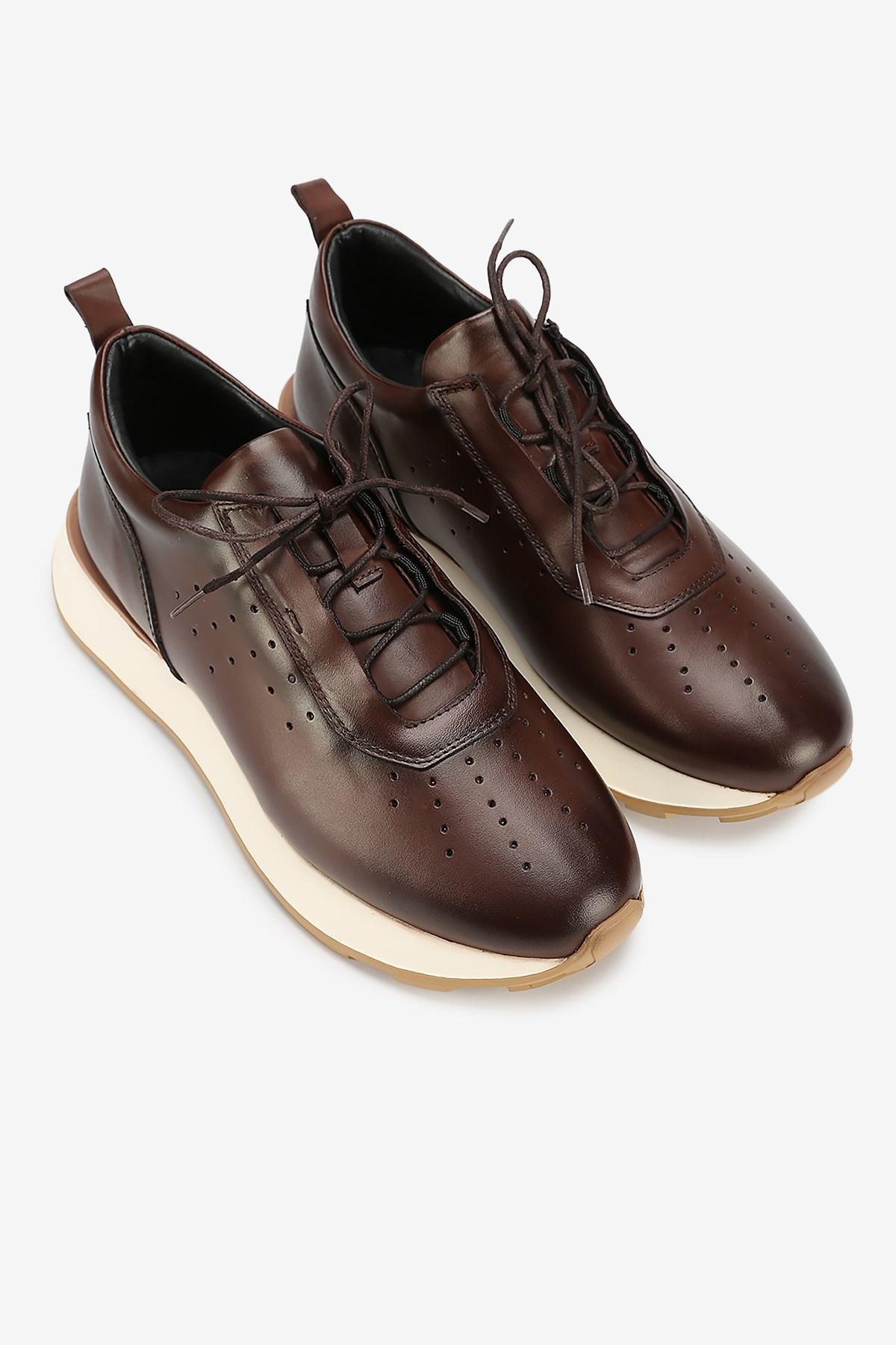 Erkek Deri Eva Tabanlı Retro Sneaker — Kahverengi · görsel 2