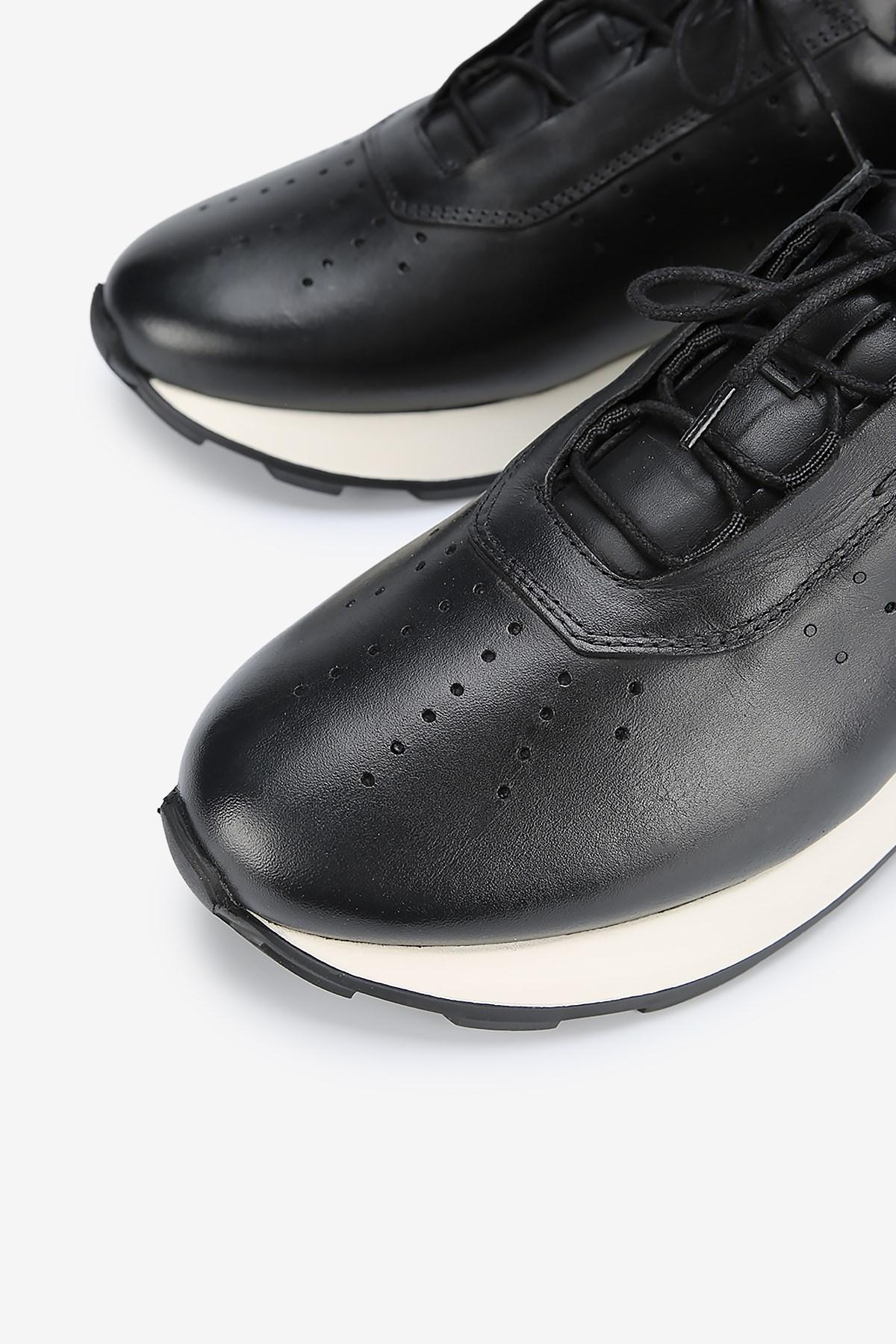 Erkek Deri Eva Tabanlı Retro Sneaker — Siyah · görsel 3