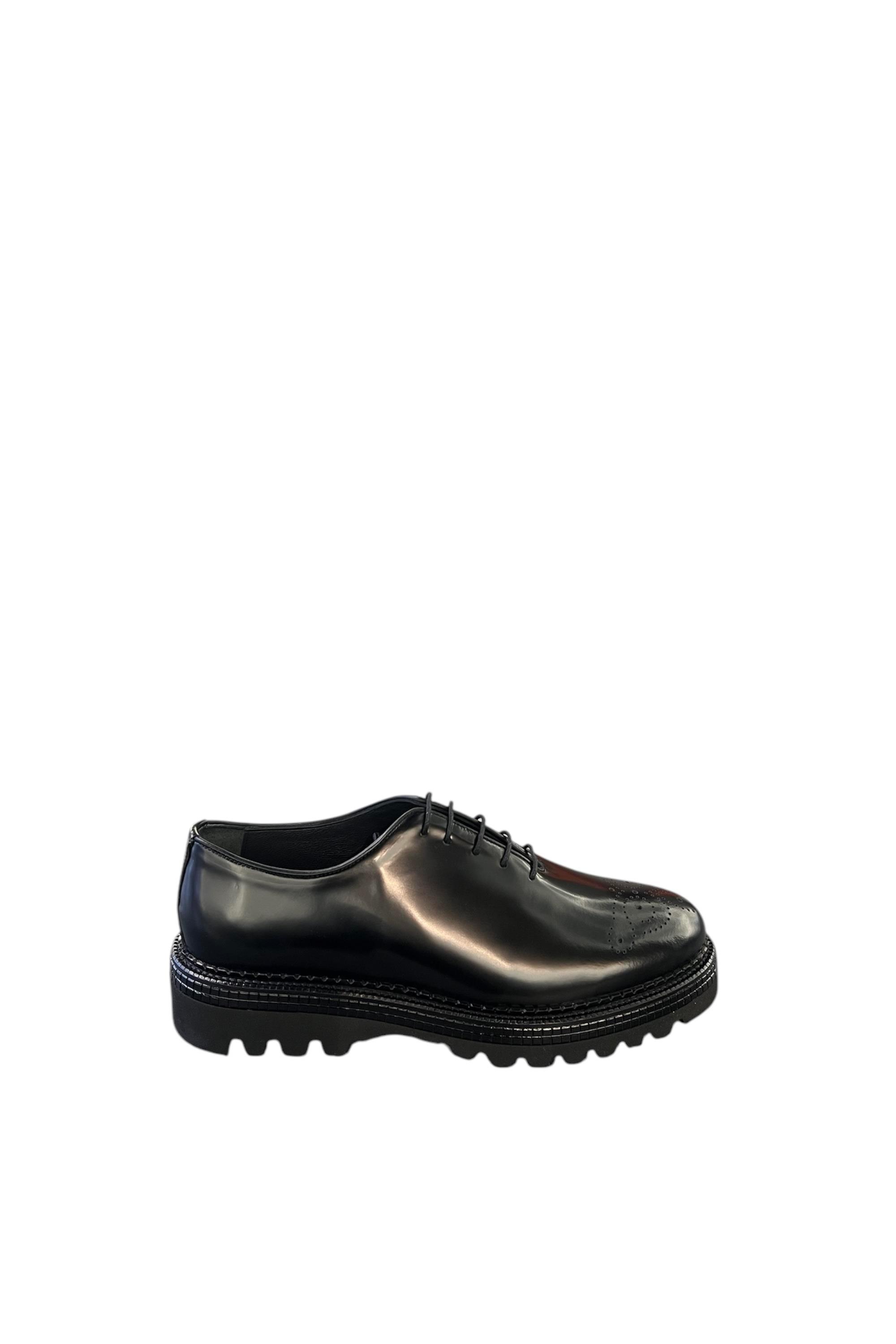 Erkek Açma Deri Kalın Tabanlı Klasik Loafer — Siyah