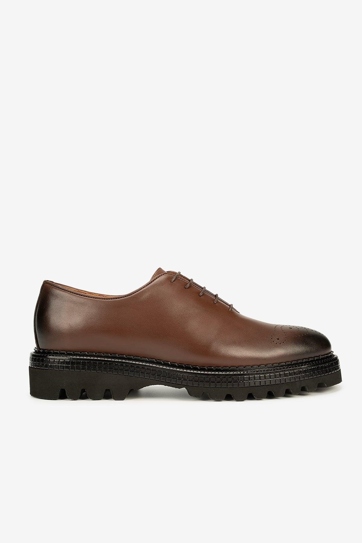 Erkek Deri Kalın Tabanlı Klasik Loafer — Kahverengi