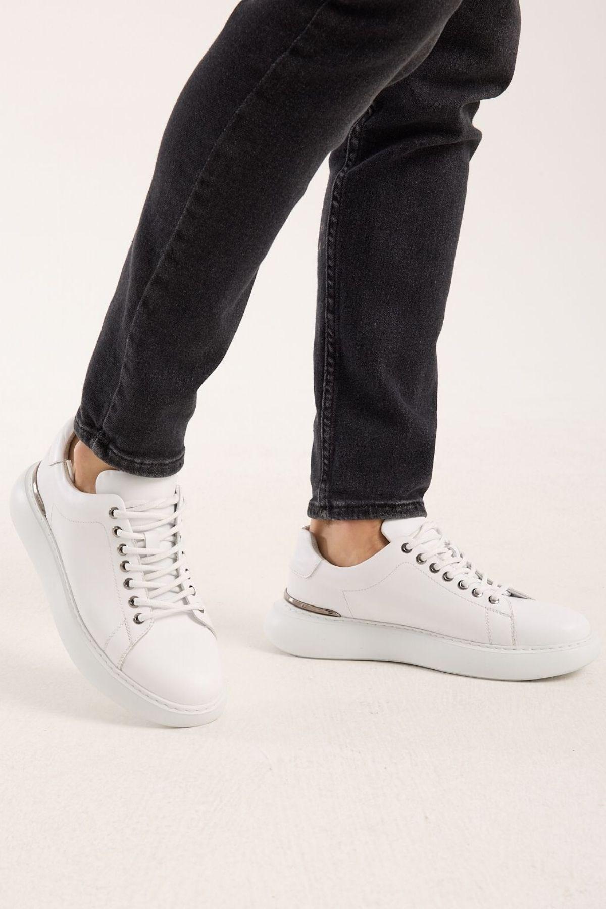 Erkek Deri Eva Tabanlı Bağcıklı Günlük Sneaker — Beyaz · görsel 5