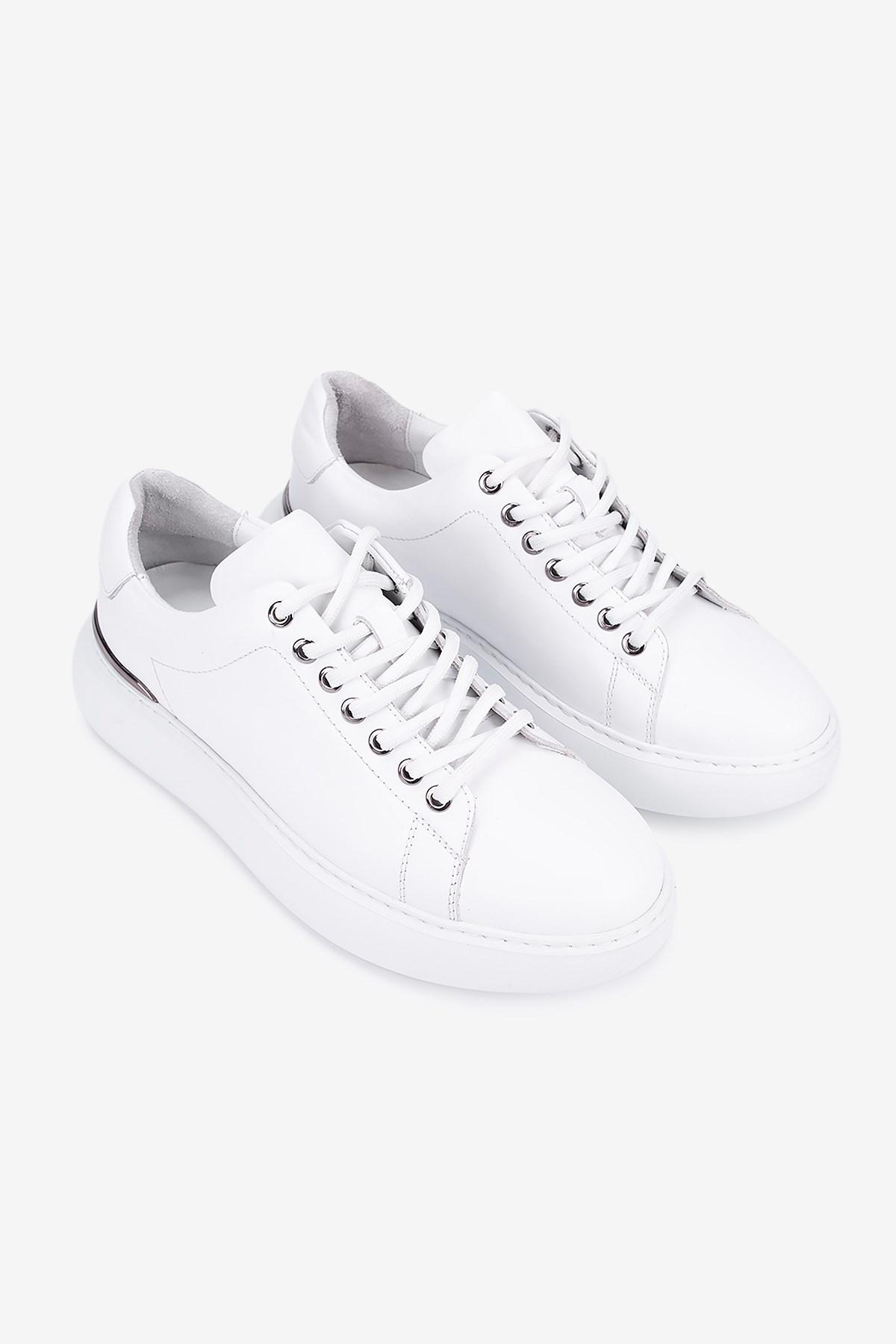 Erkek Deri Eva Tabanlı Bağcıklı Günlük Sneaker — Beyaz · görsel 2