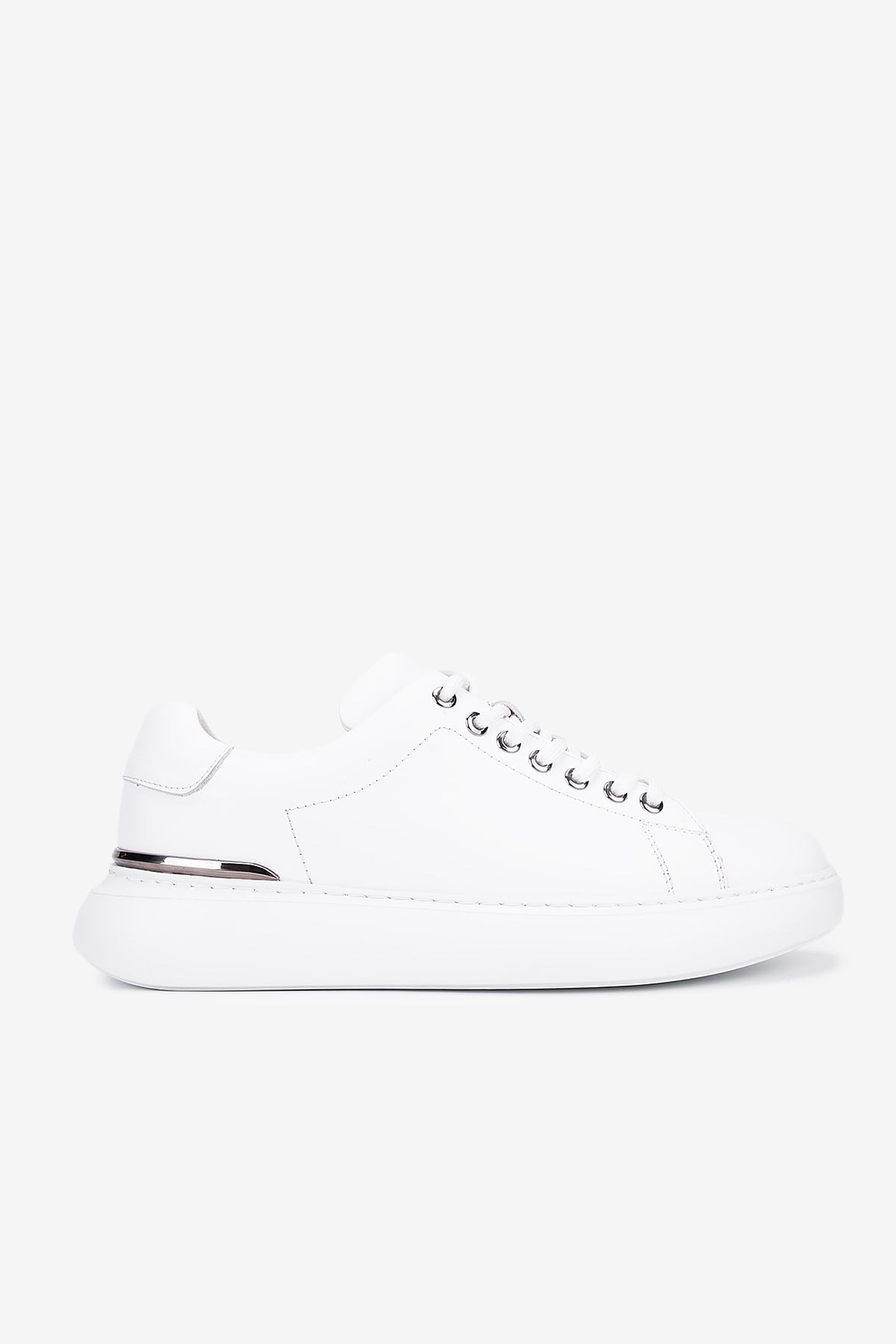 Erkek Deri Eva Tabanlı Bağcıklı Günlük Sneaker — Beyaz