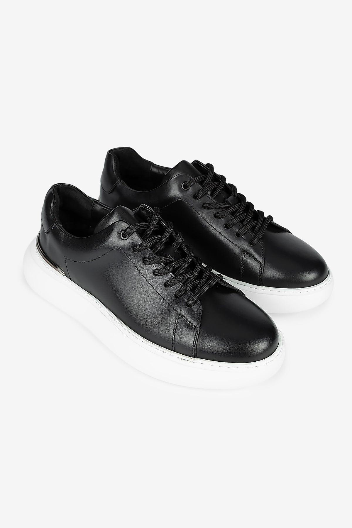 Erkek Deri Eva Tabanlı Bağcıklı Günlük Sneaker — Siyah · görsel 2