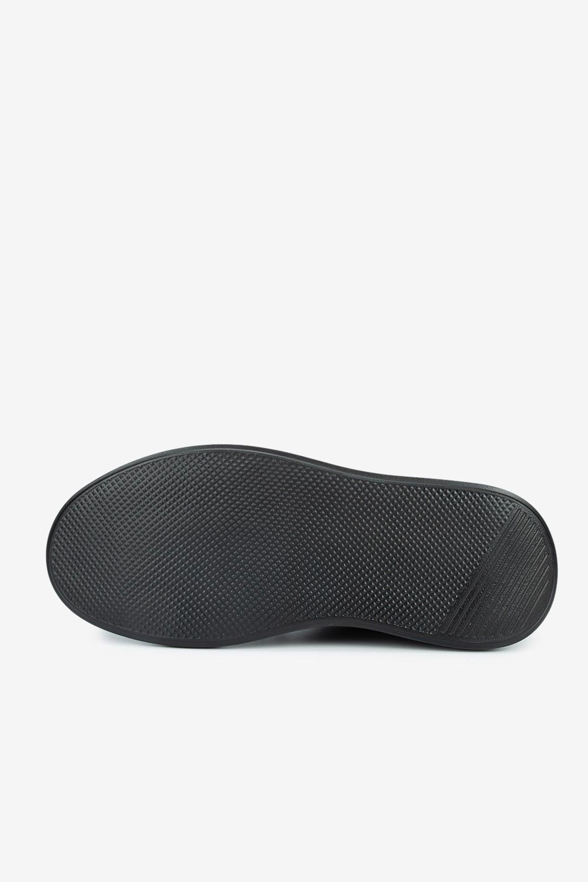 Erkek Deri Bağcıklı Günlük Sneaker — Siyah · görsel 4